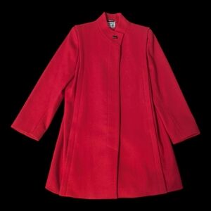VTG 80’s International Scene Red Wool Coat Jacket Buttoned Women's 9/10*